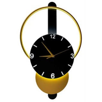 Aplica LED TEMPO Orbit cu ceas negru si inel auriu 18W 