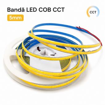 Banda LED 5mm 24V COB CCT 608led interior 14W 