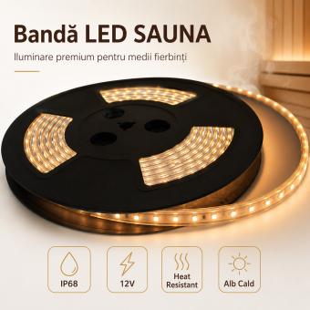 Banda LED SAUNA 2835 120 buc-m 9W IP68 3500K 