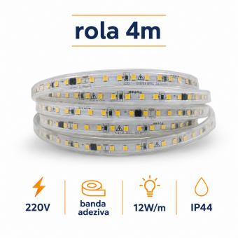 Banda led 220V 2835 120 buc-m banda adeziva fara sursa 12W rola 4m 