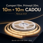 Banda LED 220V COB 240 buc-m interior rola 10m 10W IP44 + 10m CADOU