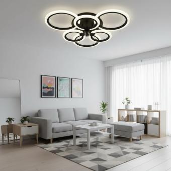 Lustra LED dimabila cu telecomanda 3 functii negru BF2025 84W