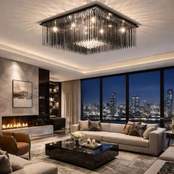 Candelabru de cristal Cascade Square Black 75CM 