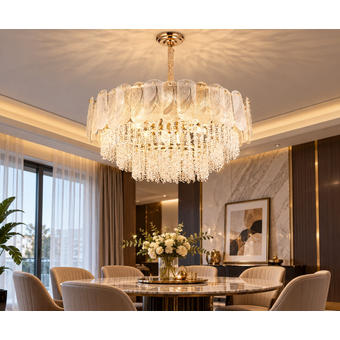 Candelabru din cristal cu soclu E14 diametru 75cm 