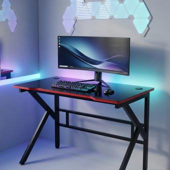 Birou de gaming decor carbon 120x60 suport casti si pahar cadru otel