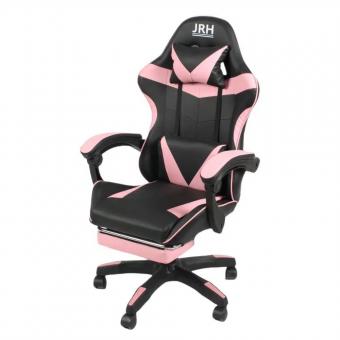 Scaun Gaming roz profesional piele sintetica perna lombara extensie picioare 130 kg 
