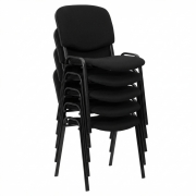 Set 5 scaune vizitator fixe tapiterie negru cadru otel vopsit