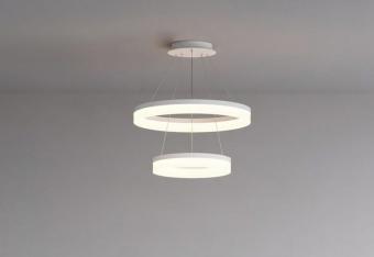 Lustra LED cu telecomanda suspendata 2 cercuri alba 114W