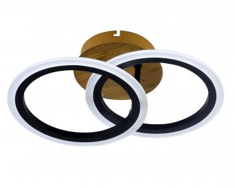 Lustra LED dimabila cu telecomanda 3 functii Wood Frame cercuri 44W 