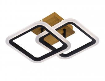 Lustra LED dimabila cu telecomanda 3 functii Wood Frame patrate 52W 