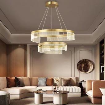 Lustra LED dimabila cu telecomanda 3 functii gold 120W