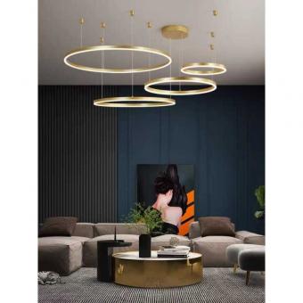 Lustra LED dimabila cu telecomanda 4 corpuri gold 60x50x40x30cm 148W