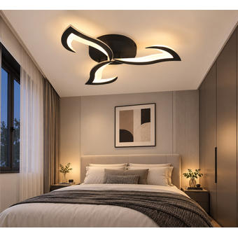 Lustra LED florala neagra 54W cu telecomanda 58cm 