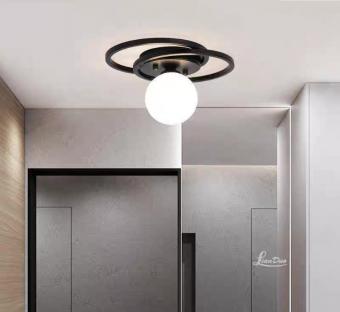 Lustra moderna black E27 glob alb mat 