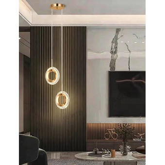 Pendul LED auriu cu doua inele 24W 