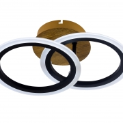 Lustra LED dimabila cu telecomanda 3 functii Wood Frame cercuri 44W