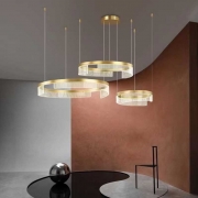 Lustra LED dimabila cu telecomanda 3 functii gold 240W