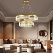 Lustra LED dimabila cu telecomanda 3 functii gold 120W