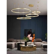 Lustra LED dimabila cu telecomanda 4 corpuri gold 60x50x40x30cm 148W