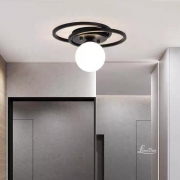 Lustra moderna black E27 glob alb mat