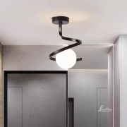 Lustra moderna neagra spirala E27 glob alb mat