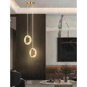 Pendul LED auriu cu doua inele 24W