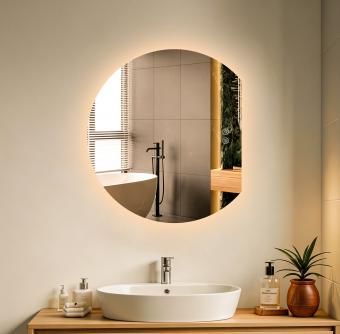 Oglinda LED de baie tip arc moderna 60X50CM dimabila intrerupator touch dezaburire DY22028-100 30W