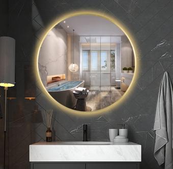 Oglinda LED rotunda 80CM dimabila intrerupator touch dezaburire DY22019-1 auriu 48W