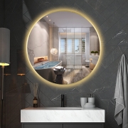 Oglinda LED rotunda 80CM dimabila intrerupator touch dezaburire DY22019-1 auriu 48W