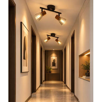 Plafoniera rustica cu 2 spoturi E14 30cm 