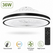 Plafoniera LED CCT dimabila cu ventilator si telecomanda 3 functii 6 trepte de viteza 36W LED 20W FAN 56W
