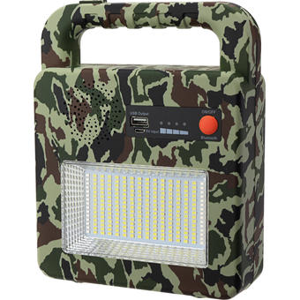 Lampa portabila solara cu difuzor Bluetooth 3 7V 6AH 3W 400Lm IP44 camuflaj 