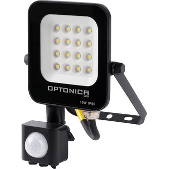 Proiector LED 10W cu senzor negru SMD 900Lm IP65 2700K 
