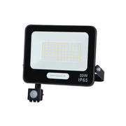 Proiector LED 50W cu senzor negru SMD 4500Lm IP65 4000K cablu 15cm