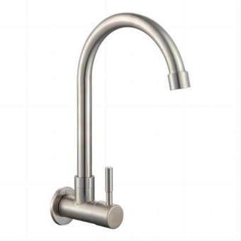 Baterie apa rece si robinet perete monocomanda pipa inalta inox gri 