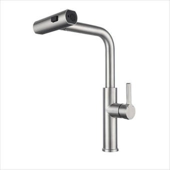 Baterie bucatarie chiuveta monocomanda cu dus extractibil inox gri 