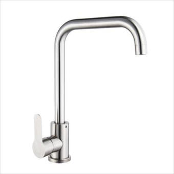 Baterie bucatarie chiuveta monocomanda pipa inalta inox gri 