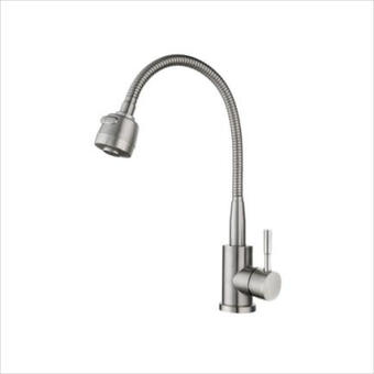 Baterie bucatarie chiuveta monocomanda pipa inalta inox gri 