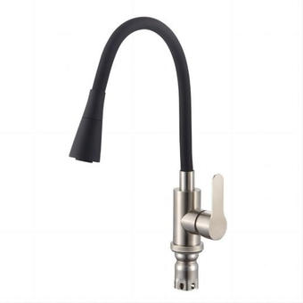 Baterie bucatarie chiuveta monocomanda pipa inalta inox gri 