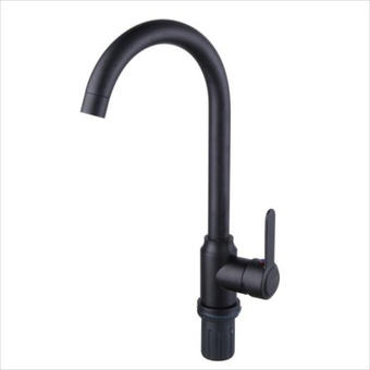 Baterie bucatarie chiuveta monocomanda pipa inalta inox negru 