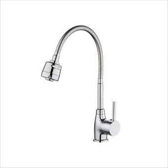 Baterie bucatarie chiuveta monocomanda pipa inalta metal argintiu 