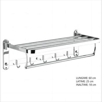 Suport prosop cu polita si carlige inox 