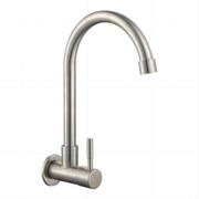 Baterie apa rece si robinet perete monocomanda pipa inalta inox gri