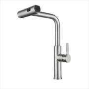 Baterie bucatarie chiuveta monocomanda cu dus extractibil inox gri