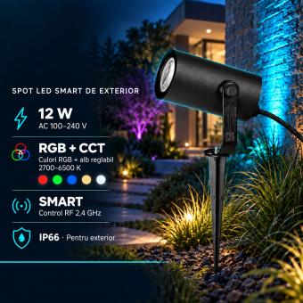 Spot LED de gradina RGB CCT 12W IP66 DMX512 