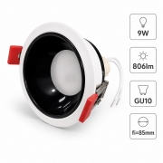 Spot LED 9W rotund alb-negru incastrat 85x85 mm 806lm GU10